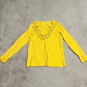 Anthropologie Yellow Floral Trim Women's Cardigan
